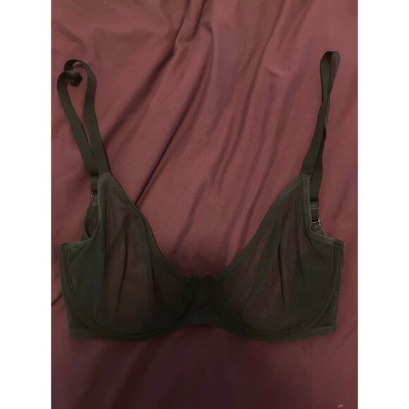 SKIMS Ultra Fine Mesh Bra in Black Onyx Size 36 C 36C - Picture 2 of 6